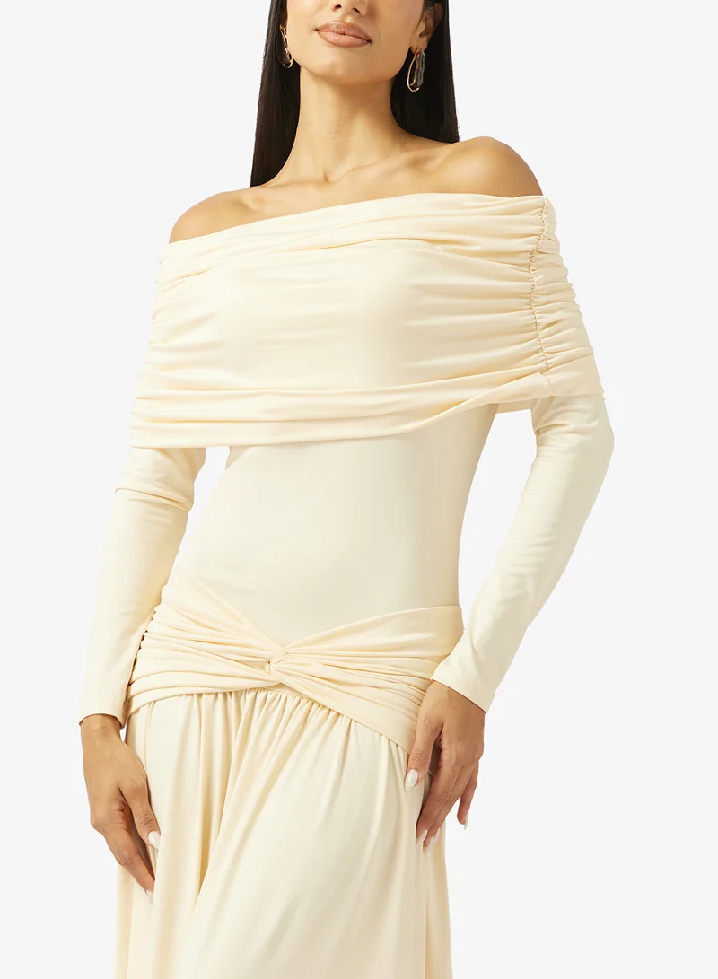 Ginger  Off Shoulder Draped A Line Dress for Women | Best Price UAE